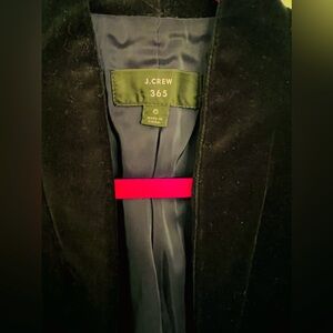 Size 6-J.crew 365 Going Out Blazer, Black Stretch Velvet Open Front FREE SHIPPIN